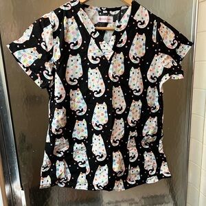 White Cross Scrub Top, size S